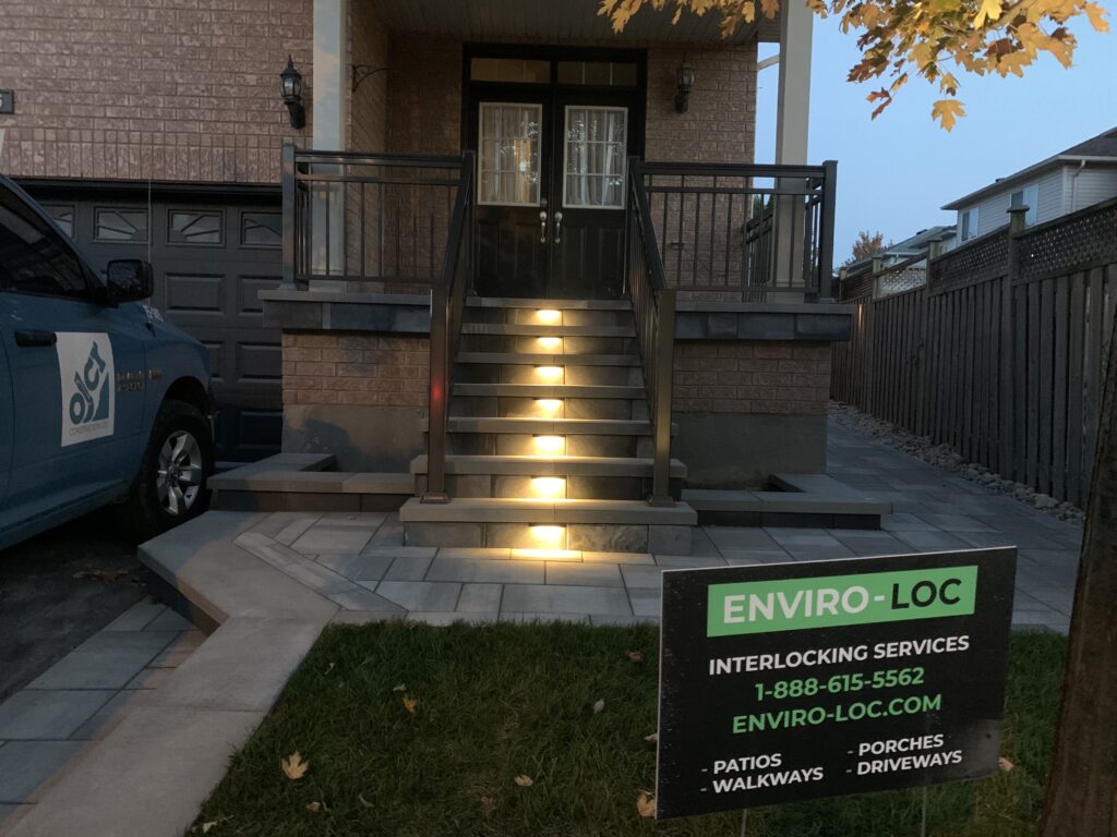 Low Voltage LED Lights center to the porch and steps